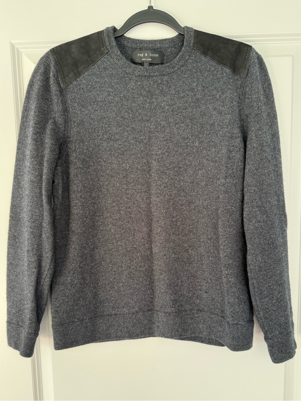rag & bone Gray Crewneck Sweater with Shoulder Panels
